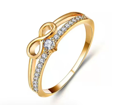 Złoty pierścionek zaręczynowy z cyrkoniami Galaktyki