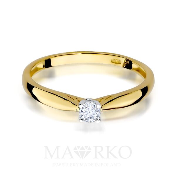 Złoty pierścionek z cyrkonią zaręczynowy Klasyka 2